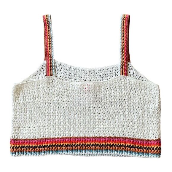 Marine Layer Caro Crochet Multicolor Striped Crop Tank Top NWT Size Extra Large - Picture 4 of 7